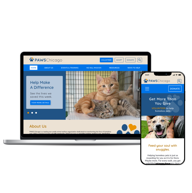PAWS Chicago Website Redesign Image