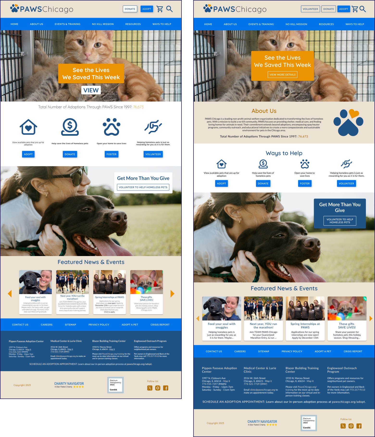 PAWS Chicago Home Screen Version 1